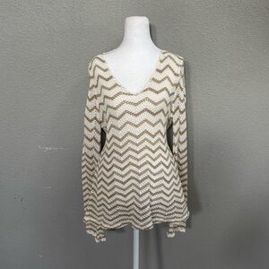 O'Neill White and Tan Knit Sweater